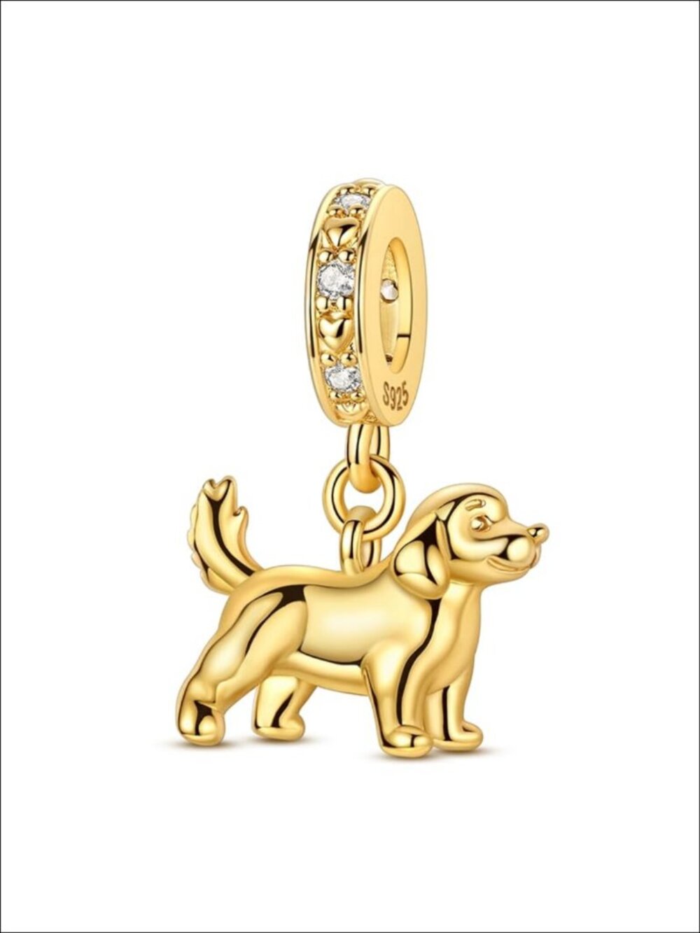 Sterling Silver Puppy Charm Bead for Bracelet Necklace